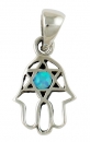 Silver and Opal Star of David Hamsa Pendant