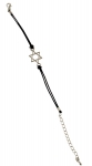 Rhodium Star of David Bracelet on Leather Cord