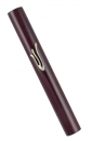 Dark Brown Wood Mezuzah with "shin"