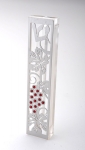 Grapevine Stainless Steel  Mezuzah Case by Dorit- Red