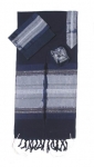 Gabrieli silk Tallit Set in Dark Blue with Silver