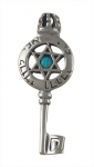 Silver and Opal Star of David Key Pendant