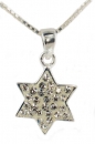 Silver Star of David Pendant with white stones