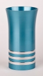 Anodized Aluminium Kiddush Cup By Agayof - Turquoise With Stripes