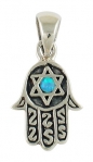 Silver Opal Star of David Hamsa Pendant