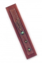 Wood Mezuzah with Glass Decorations