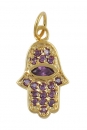 Gold Filled Hamsa Amethyst Pendant