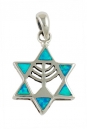 Silver and Opal Menorah Star of David Pendant