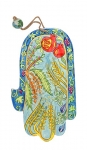 Seven Species Wood Painted Hamsa