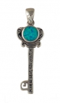 Silver and Opal Woman of Valor Key Pendant