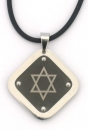 Black Diamond Shape Rubber Cord Star of David necklace
