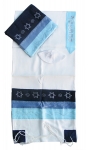 White-Blue Polyester Star of David Tallit