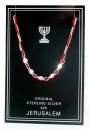 Red Thread and silver Bracelet - Hearts Design