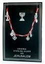 Red Thread and silver Bracelet - Flowers Design