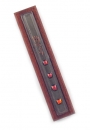Dark Brown Wood Mezuzah with Glass Decorations