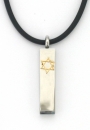Star of David Mezuzah style pendant on Rubber Cord