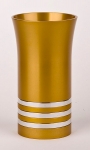 Anodized Aluminium Kiddush Cup By Agayof - Gold With Stripes