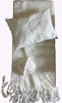Gabrieli Wool Tallit Set - White with Gold Stripes