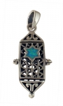 Silver and Opal Star of David Locket Pendant