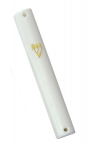 Plastic Mezuzah with gold "Shin"