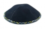 Hand Decorated Suede Kippah with colorful border