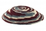 Maroon and gray Knitted Kippah