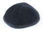 Hand Decorated Velvet Kippah with Colorful border
