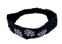 Black Satin Womens Headband with Metallic Beads