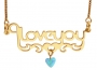 Gold Filled "I Love You"  Necklace with Opal Heart