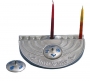 Shalom Hanukkah Menorah and Dreidel by Shraga Landesman