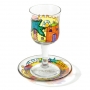 Painted Wineglass and Saucer - Jerusalem design