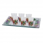 Jerusalem red painted glass small kiddush cups set