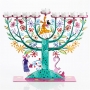 Family Tree Hanukkah Menorah -Turquoise