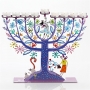 Family Tree Hanukkah Menorah -Purple
