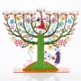 Family Tree Hanukkah Menorah -Orange-Green