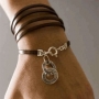 Long Leather Bracelet With Double Silver 72 Names by HaAri
