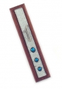 Wood and Pewter Mezuzah with Glass Decorations
