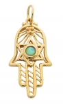 Gold Filled Opal Filigree Hamsa Pendant
