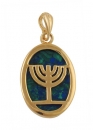 Gold Filled Azorite Menorah Pendant