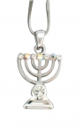 Silver Menorah Rhodium Necklace