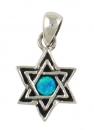 Silver and Opal Star of David Pendant