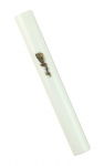 Round white Wood Mezuzah