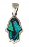 Silver and Opal Hamsa Pendant