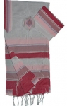 Gabrieli Silk Tallit Set - White and Pink