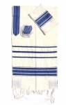 Gabrieli wool Tallit Set in White and Blue