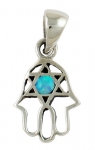 Silver and Opal Star of David Hamsa Pendant