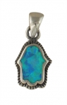 Silver and Opal Designed Hamsa Pendant