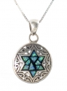 Sterling Silver and Opal Star of David Pendant