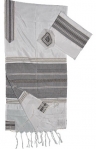 Gabrieli Silk Tallit Set - White with Black and Gold