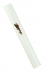 Round white Wood Mezuzah